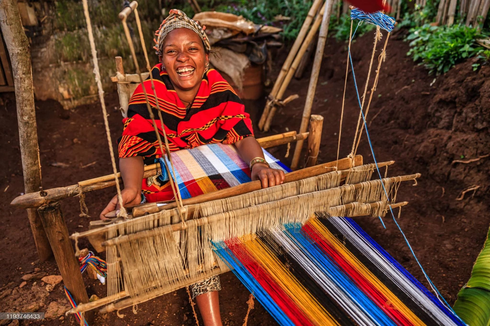 Traditional loom setup